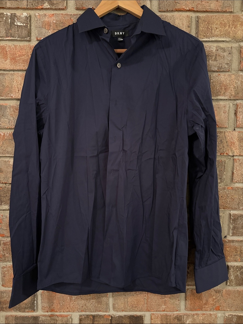 DKNY Men's Dark Navy Button-Up Dress Shirt